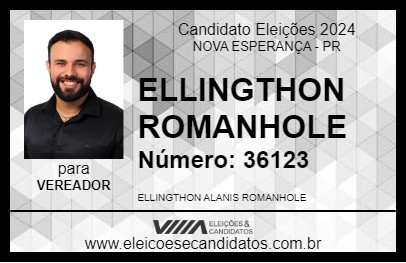 Candidato ELLINGTHON ROMANHOLE 2024 - NOVA ESPERANÇA - Eleições