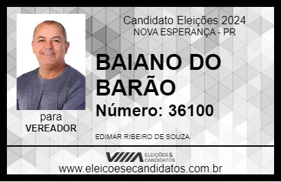 Candidato BAIANO DO BARÃO 2024 - NOVA ESPERANÇA - Eleições