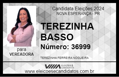 Candidato TEREZINHA BASSO 2024 - NOVA ESPERANÇA - Eleições