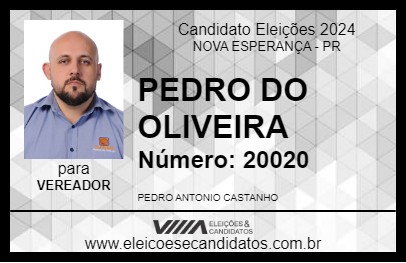 Candidato PEDRO DO OLIVEIRA 2024 - NOVA ESPERANÇA - Eleições