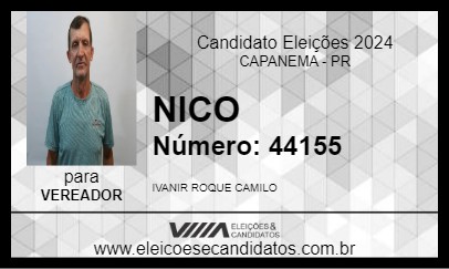 Candidato NICO 2024 - CAPANEMA - Eleições