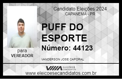 Candidato PUFF DO ESPORTE 2024 - CAPANEMA - Eleições