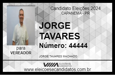 Candidato JORGE TAVARES 2024 - CAPANEMA - Eleições