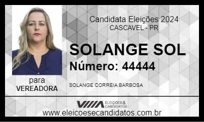 Candidato SOLANGE SOL 2024 - CASCAVEL - Eleições