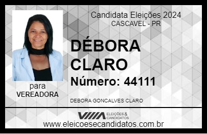 Candidato DÉBORA CLARO 2024 - CASCAVEL - Eleições