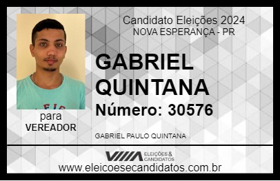 Candidato GABRIEL QUINTANA 2024 - NOVA ESPERANÇA - Eleições