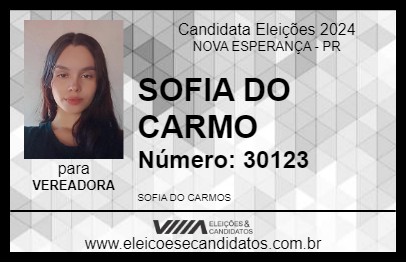 Candidato SOFIA DO CARMO 2024 - NOVA ESPERANÇA - Eleições