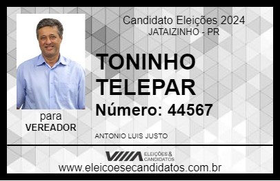 Candidato TONINHO TELEPAR 2024 - JATAIZINHO - Eleições