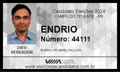 Candidato ENDRIO 2024 - CAMPO DO TENENTE - Eleições