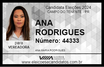 Candidato ANA RODRIGUES 2024 - CAMPO DO TENENTE - Eleições