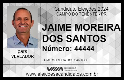 Candidato JAIME MOREIRA DOS SANTOS 2024 - CAMPO DO TENENTE - Eleições