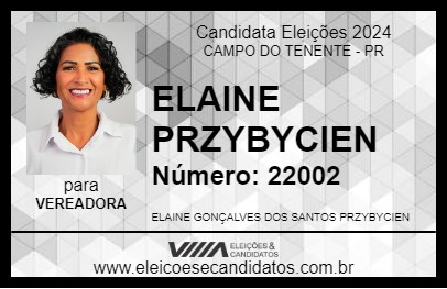 Candidato ELAINE PRZYBYCIEN 2024 - CAMPO DO TENENTE - Eleições