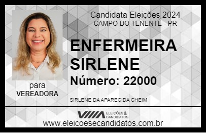 Candidato ENFERMEIRA SIRLENE 2024 - CAMPO DO TENENTE - Eleições