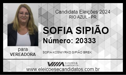 Candidato SOFIA SIPIÃO 2024 - RIO AZUL - Eleições