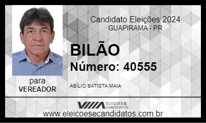 Candidato BILÃO 2024 - GUAPIRAMA - Eleições