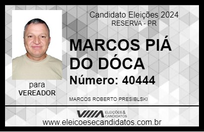 Candidato MARCOS PIÁ DO DÓCA 2024 - RESERVA - Eleições