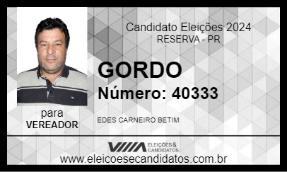 Candidato GORDO 2024 - RESERVA - Eleições