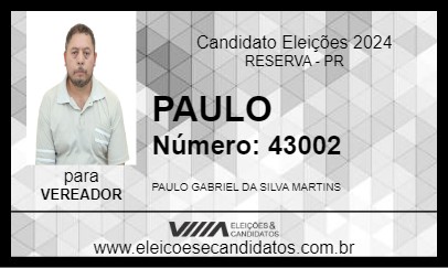 Candidato PAULO 2024 - RESERVA - Eleições