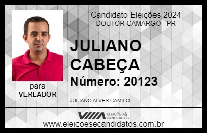 Candidato JULIANO CABEÇA 2024 - DOUTOR CAMARGO - Eleições