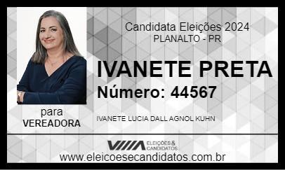 Candidato IVANETE PRETA 2024 - PLANALTO - Eleições