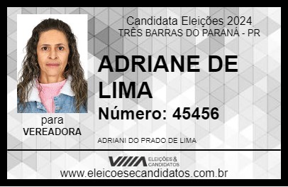 Candidato ADRIANE DE LIMA 2024 - TRÊS BARRAS DO PARANÁ - Eleições