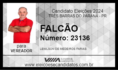 Candidato FALCÃO 2024 - TRÊS BARRAS DO PARANÁ - Eleições