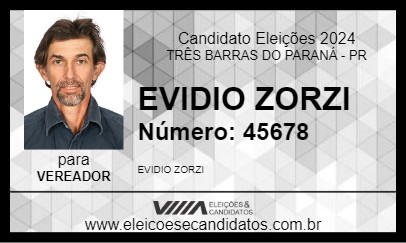 Candidato EVIDIO ZORZI 2024 - TRÊS BARRAS DO PARANÁ - Eleições