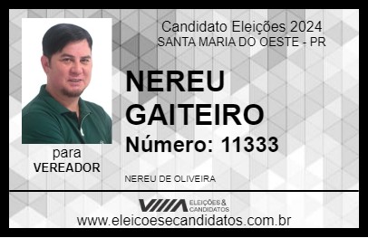 Candidato NEREU GAITEIRO 2024 - SANTA MARIA DO OESTE - Eleições