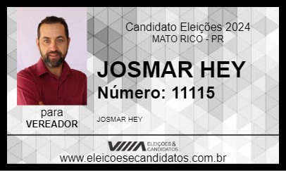 Candidato JOSMAR HEY 2024 - MATO RICO - Eleições