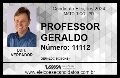 Candidato PROFESSOR GERALDO  2024 - MATO RICO - Eleições