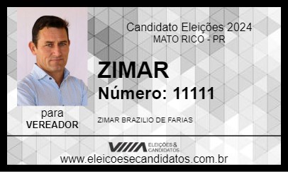 Candidato ZIMAR 2024 - MATO RICO - Eleições