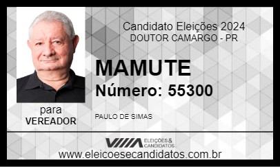 Candidato MAMUTE 2024 - DOUTOR CAMARGO - Eleições