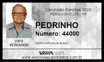 Candidato PEDRINHO 2024 - PÉROLA D\OESTE - Eleições