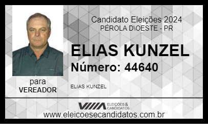 Candidato ELIAS KUNZEL 2024 - PÉROLA D\OESTE - Eleições