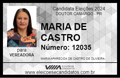 Candidato MARIA DE CASTRO 2024 - DOUTOR CAMARGO - Eleições