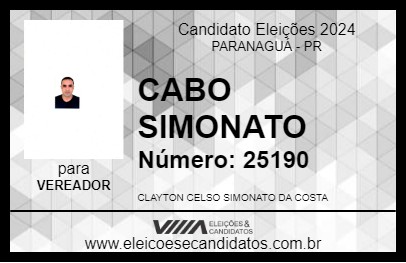 Candidato CABO SIMONATO 2024 - PARANAGUÁ - Eleições