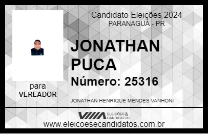 Candidato JONATHAN PUCA 2024 - PARANAGUÁ - Eleições