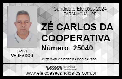 Candidato ZÉ CARLOS DA COOPERATIVA 2024 - PARANAGUÁ - Eleições