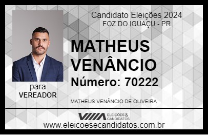 Candidato MATHEUS VENÂNCIO 2024 - FOZ DO IGUAÇU - Eleições