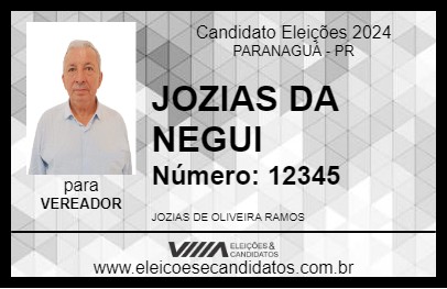 Candidato JOZIAS DA NEGUI 2024 - PARANAGUÁ - Eleições