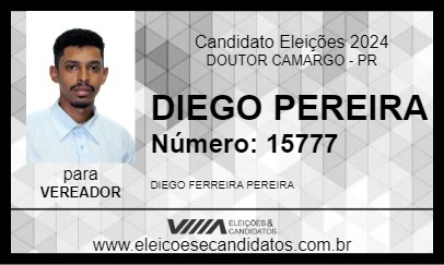 Candidato DIEGO PEREIRA 2024 - DOUTOR CAMARGO - Eleições