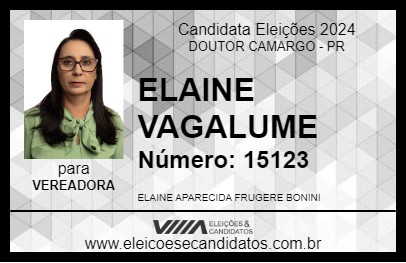 Candidato ELAINE VAGALUME 2024 - DOUTOR CAMARGO - Eleições