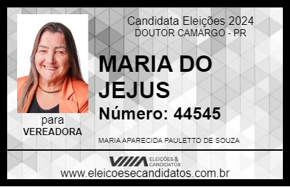 Candidato MARIA DO JEJUS 2024 - DOUTOR CAMARGO - Eleições