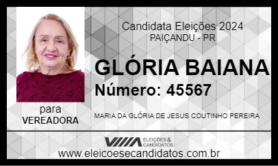 Candidato GLÓRIA BAIANA 2024 - PAIÇANDU - Eleições