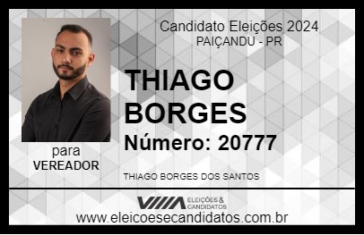 Candidato THIAGO BORGES 2024 - PAIÇANDU - Eleições