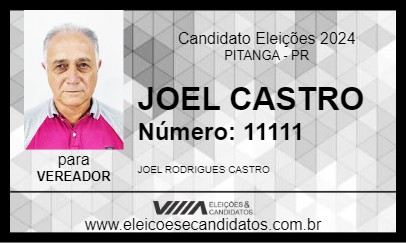 Candidato JOEL CASTRO 2024 - PITANGA - Eleições