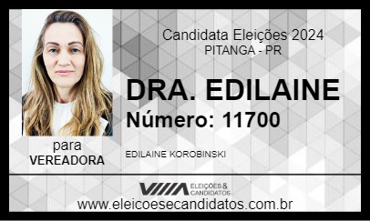 Candidato DRA. EDILAINE 2024 - PITANGA - Eleições