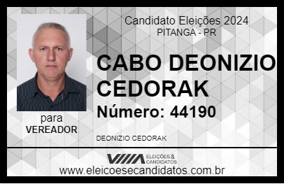 Candidato CABO DEONIZIO CEDORAK 2024 - PITANGA - Eleições