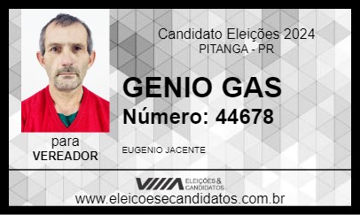 Candidato GÊNIO DO GÁS 2024 - PITANGA - Eleições