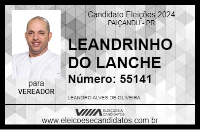 Candidato LEANDRINHO DO LANCHE 2024 - PAIÇANDU - Eleições